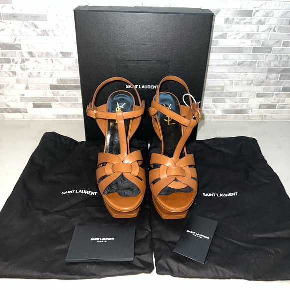 TRIBUTE PLATFORM SANDALS IN SMOOTH LEATHER size 40 - Picture 1 of 8